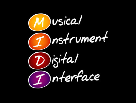 MIDI - Musical Instrument Digital Interface acronym, concept background