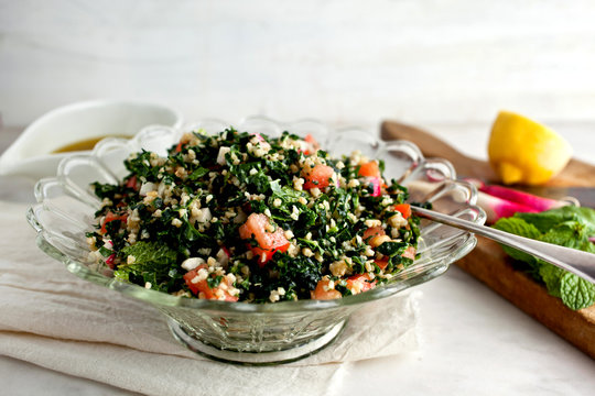Kale tabbouleh in bowl