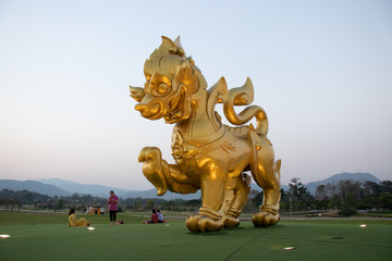 A beautiful view of Singha Statue in Chiang Rai, Thailand.