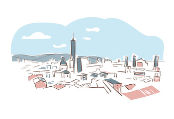 Bologna Italy Europe vector sketch city illustration line art © CharlieNati