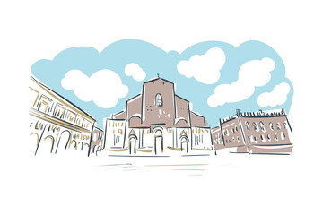 Bologna Italy Europe vector sketch city illustration line art