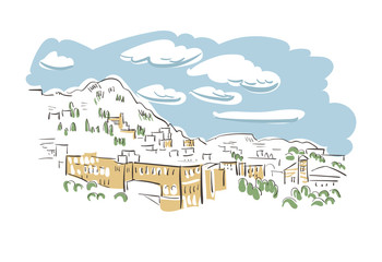 Fototapeta premium Catania Italy Europe vector sketch city illustration line art