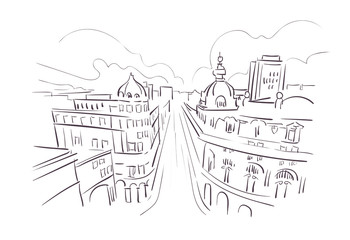 Genoa Italy Europe vector sketch city illustration line art