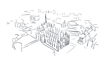 Milan Italy Europe vector sketch city illustration line art
