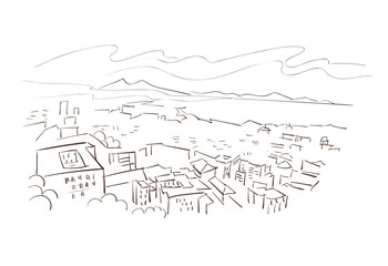 Naples Italy Europe vector sketch city illustration line art