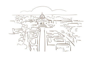 Rome Italy Europe vector sketch city illustration line art