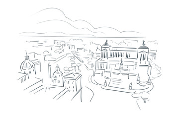 Rome Italy Europe vector sketch city illustration line art