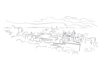 Madrid Spain Europe vector sketch city illustration line art