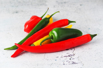 Different types of hot spicy pepper	