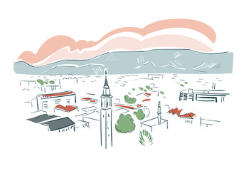 Prilep North Macedonia Europe vector sketch city illustration line art