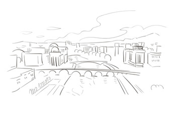 Skopje North Macedonia Europe vector sketch city illustration line art