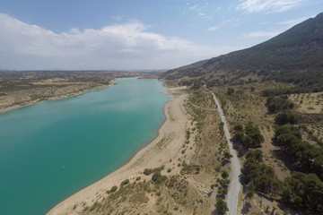 Vista aérea del embalse de Zujar. Granada.