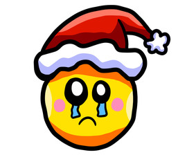 Naklejka premium Stylized Crying Christmas Emoticon