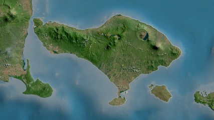 Bali, Indonesia - outlined. Satellite © Yarr65