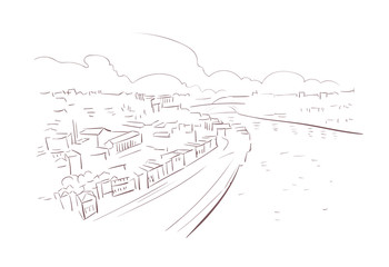 Vila Nova de Gaia Portugal Europe vector sketch city illustration line art