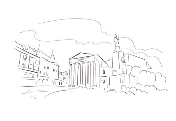 Subotica Serbia Europe vector sketch city illustration line art