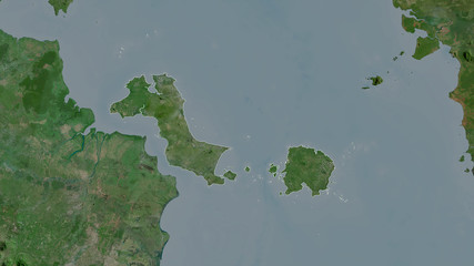 Bangka-Belitung, Indonesia - outlined. Satellite