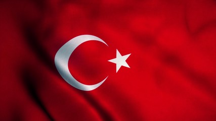 Turkey flag waving in the wind. National flag of Turkey. Sign of Turkey. 3d rendering