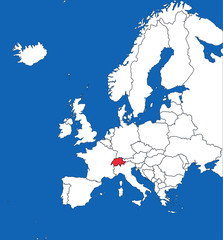 Obraz premium Switzerland highlighted on european map. Blue sea background. Business concepts, backgrounds, chart and wallpaper.