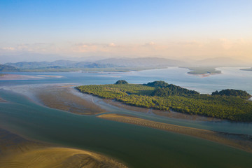 Aerial view of Bay of Kaper in Ranong, Southern of Thailand