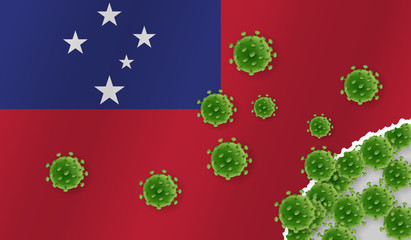 Flag of Samoa with outbreak virus. Epidemic or Pandemic coronavirus, sars, mers, influenza...
