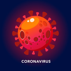 abstract icon of bacteria, coronavirus, COVID -19 on a blue background. isolated object. Worldwide pandemic concept. Vector illustration