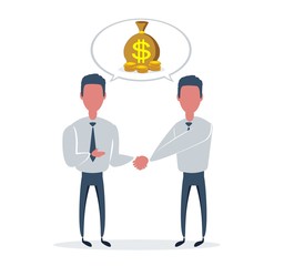 Two businessman handshaking. Business Deal. Business Collaboration. Business Partnership. Vector flat design illustration.