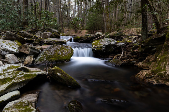 Waterfall on Grassy Creek near the Blue Ridge Parkway in North Carolina
