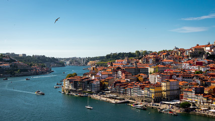 Naklejka na ściany i meble panorama of the old town of porto portugal