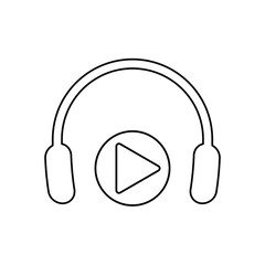 Headphones  - black vector icon listening music symbol 