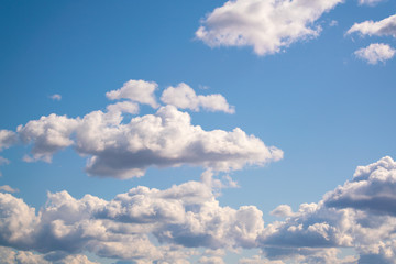 Clouds close up on blue sky