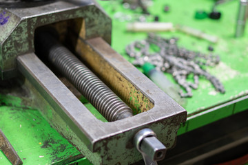 vise in the workshop on the workbench