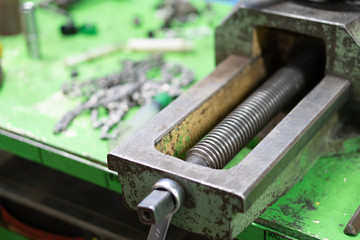 vise in the workshop on the workbench