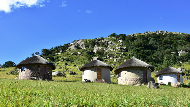 traditional rondavel houses in Swaziland country
