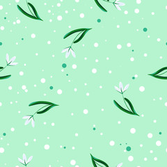 Seamless pattern with snowdrops on a gently blue background. Vector texture in gray, blue, pink and yellow.
Print for textiles, fabrics, backgrounds, accessories, wrapping paper, wallpaper.