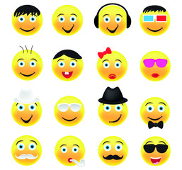 Set of funny smileys.Emoticon icons collection.
