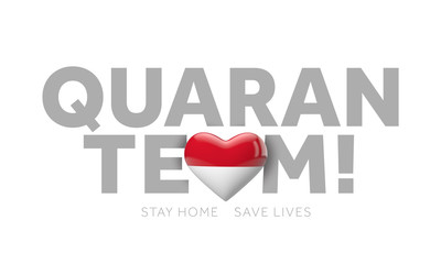 Indonesia quaranteam. Stay home save lives message. 3D Render