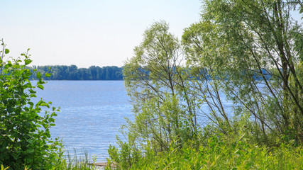 bank of the river Kama on a sunny day