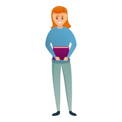 Smiling girl icon. Cartoon of smiling girl vector icon for web design isolated on white background