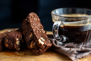 Gluten free almond biscotti and cup of coffee
