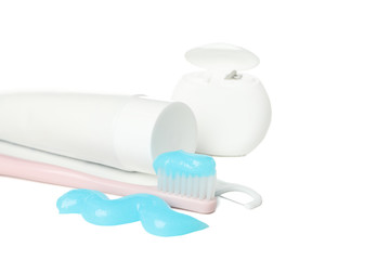 Dental care kit isolated on white background