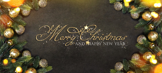 Fototapeta na wymiar Christmas and New Year s holiday background with copy space, Christmas border