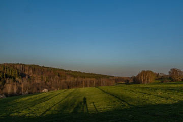 Fototapeta premium Medows and pasture lands near Ceske Budejovice city in south Bohemia