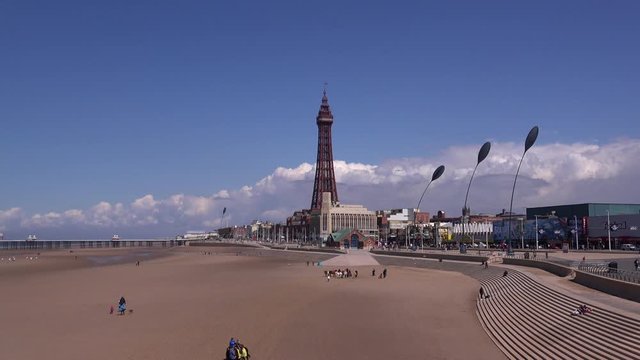 Blackpool tourist seaside resort in north England UK 4K