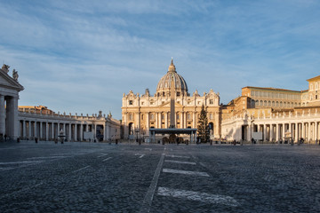 Square of St. Peter's Basilica in the Vatican. Roma, Italy 
