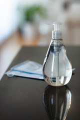 Antibacterial antiseptic hand sanitizer gel bottle and surgical masks