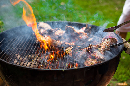 Barbecued garlic and herb rubbed lamb