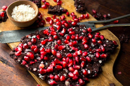 Dark chocolate and pomegranate bark