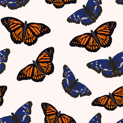 Fototapeta na wymiar seamless repeating pattern of butterflies
