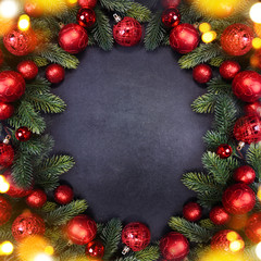 Fototapeta na wymiar Christmas holiday background with fir branch